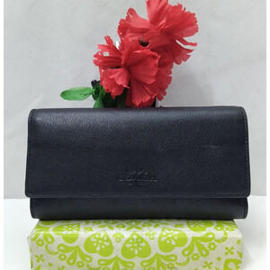 Coach Black Leather Credit Card Trifold Wallet